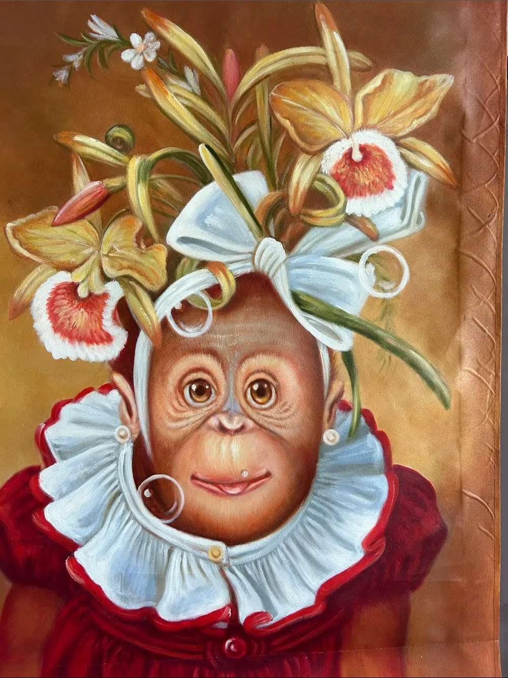 Whimsical Monkey Wall Art Panels in Brown, Green, Red
